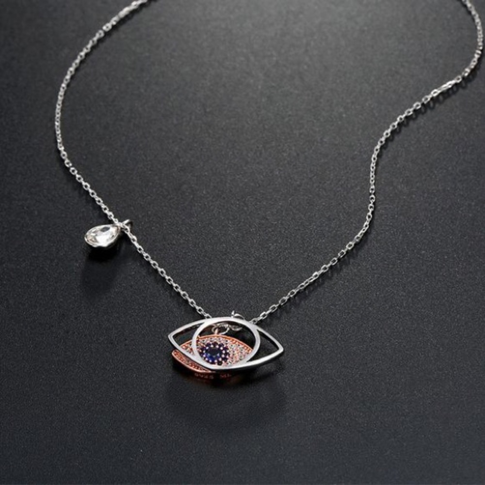 Evil Eyes Sterling Silver Necklace - Picture 2 of 3
